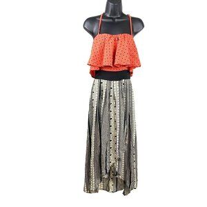 Fun & Flirt long dress women’s medium high low hem mock wrap front